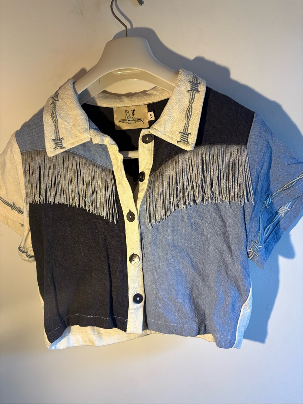 Fashion Brand Company Pammy Soft Linen Fringe Barbed Wire Shirt